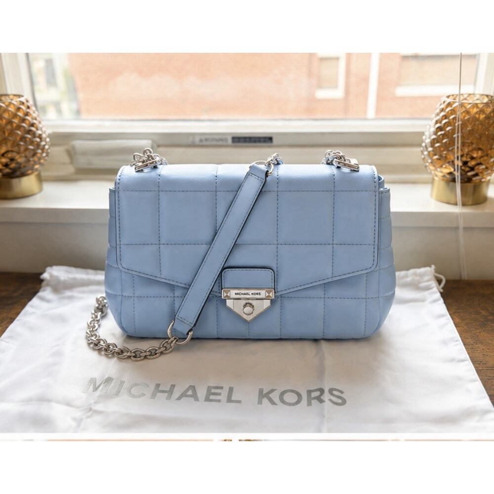 Michael Kors SoHo Quilted Lambskin Shoulder Bag Blue With Original Dust Bag